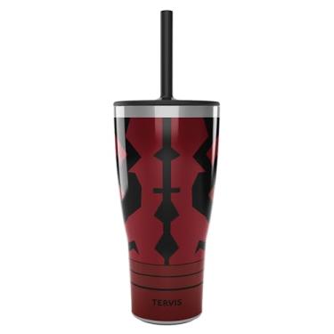 Imagem de Tervis Copo de viagem Traveler Star Wars - Episódio I - The Phantom Menace com isolamento térmico de parede tripla mantém as bebidas frias e quentes, 850 g com tampa de palha, aço inoxidável
