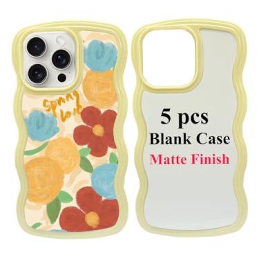 Imagem de JUSTRY 5 peças de capa de telefone em branco por sublimação capa de telefone impressa em branco compatível com iPhone 15 Pro, 6,1 polegadas, capa protetora de borracha personalizada para prensa