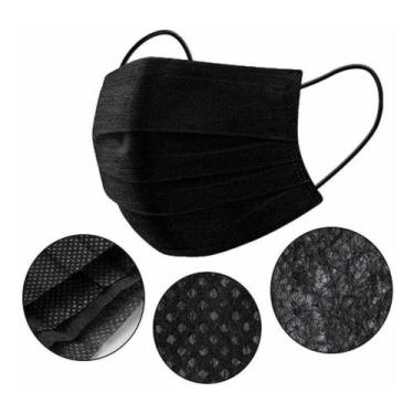 Imagem de Máscaras Descartáveis Tripla 100 Unidades Cor Preta - Pro Mask