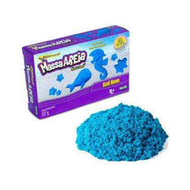Imagem de Massa areia cores neon kinetic sand 227g - sunny, Azul