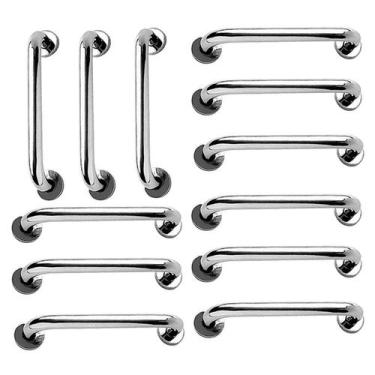 Imagem de Alça de Apoio 30cm Barra Inox Kit 12 Unidades  Acessibilidade Idoso Ba