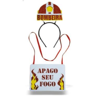 Imagem de Tiara e Placa Carnaval Bombeira EVA 19 cm Vivarte - Inspire sua Festa 
