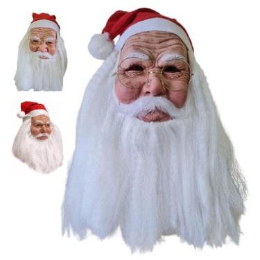Imagem de Mascara de Papai Noel Realista Natal Fantasia Natalina Latex Barba Ocu