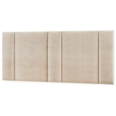 Imagem de Cabeceira Estofada Cama Casal Queen Size Com Led Moderna 160 Cm Cor:linho Bege