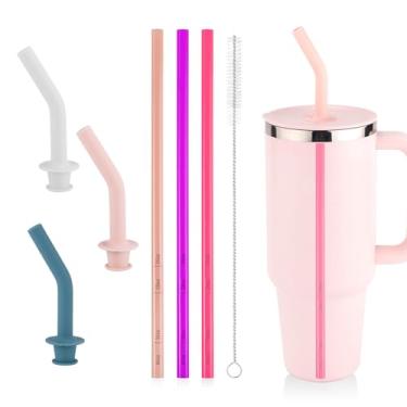 Imagem de 3 peças de substituição de canudo para copo Hydro Flask 40/32/28/567 g, canudo de plástico reutilizável para viagem com 3 pontas de canudo de silicone e escova de limpeza para acessórios de copo de