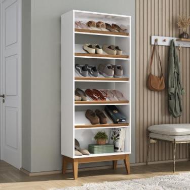 Imagem de Sapateira Juliene com pés de madeira - Tridico Móveis, Branca