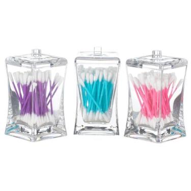 Imagem de Kit 3 Porta Cotonete Algodão Organizador Acrílico Banheiro - PGB