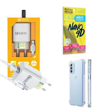 Imagem de Kit Carregador Turbo + Capinha Motorola G41 + Película 9D - HRebos