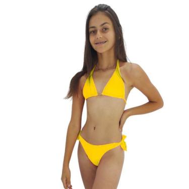 Imagem de Biquini Juvenil Neon Sem Bojo Calcinha De Amarrar Lateral - HYPE MODAS