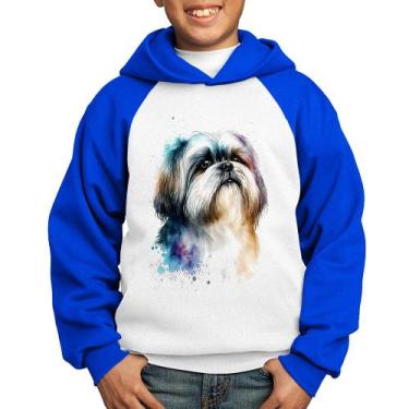 Imagem de Moletom Infantil Cachorro Shih Tzu Watercolor - Foca na Moda, Branco, 