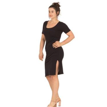 Imagem de Vestido Midi Feminino Canelado com Fenda P-M-G-GG Lavin Basic 31-A, Pr