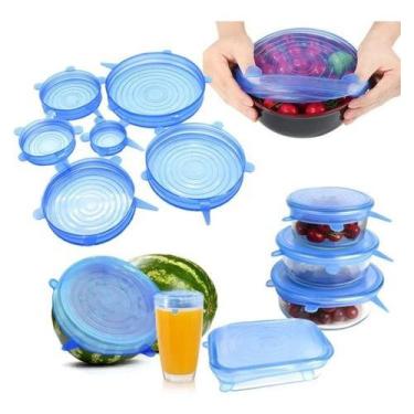 Imagem de Kit 6 Tampas De Silicone Universal Panelas Vasilhas Lavável - OEM