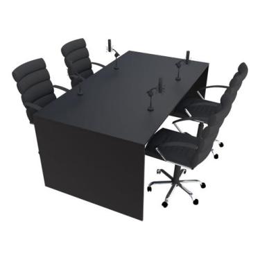 Imagem de Mesa para Podcast 100x198cm Preto - Linha Premium - 1.1 - Marcenaria O