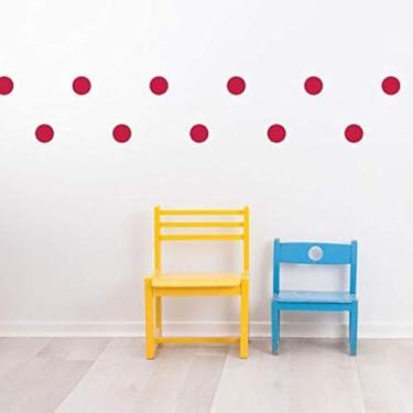 Imagem de Decalque de parede com círculos dourados + “1 polca 200 peças” + “fácil de descascar fácil de colar” + “segura em paredes e tinta” + decoração de bolinhas de vinil metálico da BUGYBAGY, Vermelho, 2 Inch 100pcs