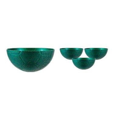 Imagem de Kit 4 Petisqueira Futebol Fibra Madeira Verde 240Ml - Bb Store