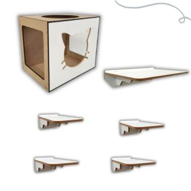 Imagem de Kit Playground Para Gatos 1 Nicho + 4 Prateleiras Frente Gato - DGP ST