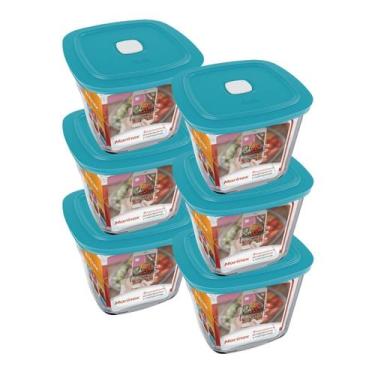 Imagem de kit 6 Pote de Vidro Quadrado Alto Facilita 1L Marinex Tampa - NADIR FI