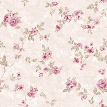 Imagem de Papel de Parede Decorativo Floral Vinho e Fundo Rosa 2,5m - DEKAL DECO