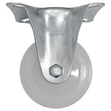 Imagem de Kit Rodízio Nylon 414 Branco Placa Fixo Reforçado com Rolamento FL 414