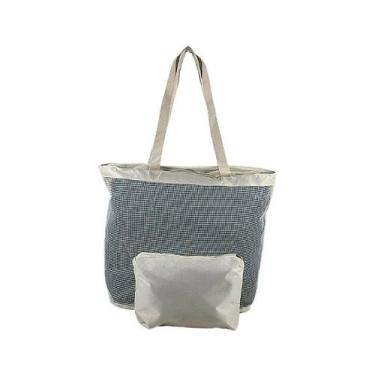 Imagem de Bolsa Feminina Emborrachada Creme com Necessaire Praia Verão Piscina C