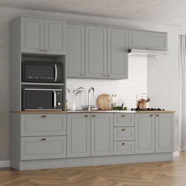 Imagem de Cozinha Completa Americana 10 Portas 5 Gavetas 100% Mdf Cinza Natural - Henn