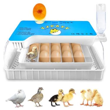 Imagem de YJDayy Incubadoras para incubadoras de ovos para incubação de 15 a 35 ovos com giro automático de ovos e exibição de temperatura LED Candler de ovos incubadora de aves para incubação de pato de