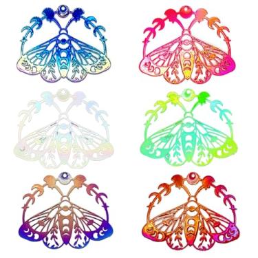 Imagem de COLIGREE Pingentes de borboleta vazados multicoloridos filigrana para fazer joias faça você mesmo, decorações penduradas, marcadores de livro, enfeites, embalagens, decorações, Aço inoxidável, Sem