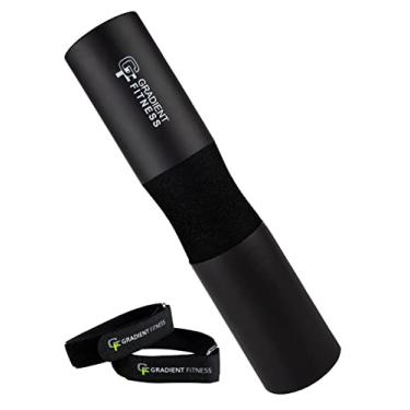 Imagem de Gradient Fitness Almofada de impulso de quadril, almofada de agachamento, almofada de barra para impulso no quadril, almofada de agachamento para barras olímpicas ou padrão para barra (preto)