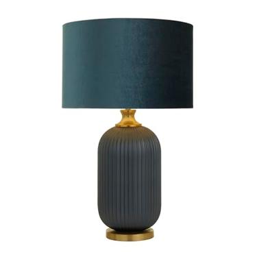 Imagem de Deco 79 Abajur de mesa de veludo transitório para quarto, sala de estar, escritório, quarto de crianças, quarto de meninas, dormitório, 40 cm C x 40 cm L x 60 cm A, azul