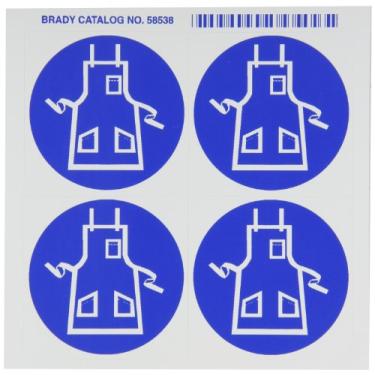 Imagem de Brady 58538 Etiquetas de pictograma certas de saber, azul sobre branco, 6 cm de largura x 6 cm de altura, pictograma "Avental" (4 por cartão, 1 cartão por pacote)