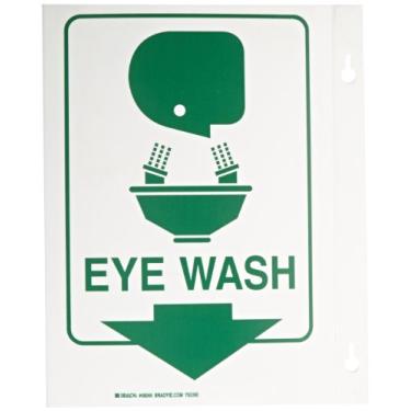 Imagem de Brady 49044 45,7 cm Largura x 30,5 cm Altura B-450 Polietileno Rígido, Verde sobre Branco Placa de Alta Visibilidade - Flexível, Legend "Eye Wash" (com Picto)