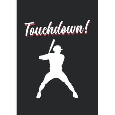 Imagem de Notizbuch A4 dotted, gepunktet, punktiert mit Softcover Design: Baseballer Touchdown Baseball Pitcher Catcher: 120 dotted (Punktgitter) DIN A4 Seiten