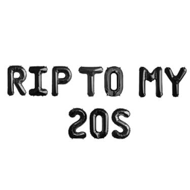 Imagem de Geloar RIP To My 20s Balloons, RIP TWENTIES 30º aniversário suprimentos para festa balões faixa para Death to My 20s RIP Twenties RIP Youth Men Women Dirty 30 Funny 30º Bday Decorações Conjunto de 12 peças