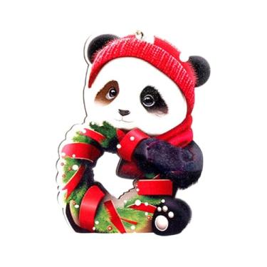 Imagem de Fancyes Panda decoração pingente pendurado ornamento artesanal festa favores árvore de natal ornamento artesanato decoração de ano novo chinês, Guirlanda Panda