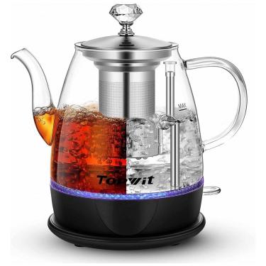 Imagem de Chaleira Elétrica Topwit 1 Litro com Jarra de Vidro, Infusor para Chá e Desligamento Au...