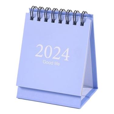 Imagem de Mini Calendário de Mesa, Planejador Diário de Mesa Com Bobina de Fio Duplo, Calendário de Mesa Compacto Pequeno, Agosto de 2023 - Dezembro de 2024 (Azul celeste)