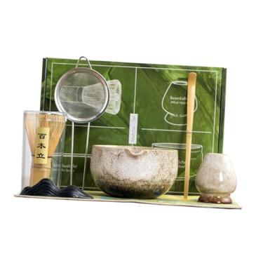 Imagem de WeiLaiKeQi Kit de Cerâmica Matcha Matcha, presente de chá para amantes de chá Matcha Whisk Whisk Holder Tea Cerimônia Matcha Bowl com bico, 7 Pedaços Brancos