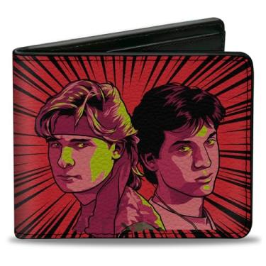 Imagem de Carteira The Lost Boys, Bifold, The Lost Boys Frog Brothers Rays Pose Preta Vermelha, Couro Vegano, 4.0" x 3.5", Casual