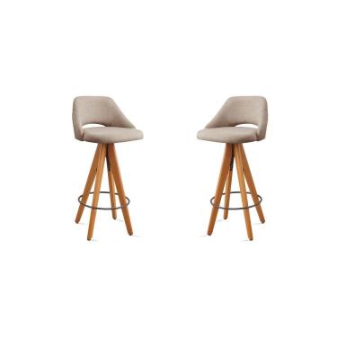 Imagem de Kit 2 Banquetas Giratórias Estofadas com Encosto Nicole Bege