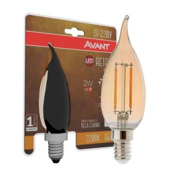 Imagem de Lâmpada Led Retrô Vela Chama E14 2W 180 Lumens Âmbar 2200K 220V - Avan