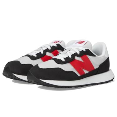 Imagem de New Balance Tênis infantil 237 V1 com cadarço, Matéria cinza/vermelho verdadeiro, 16