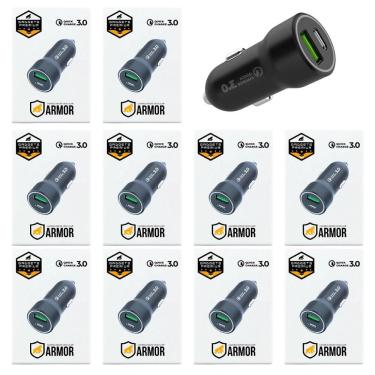 Imagem de Carregador Veicular Turbo Armor no Atacado - Caixa Fechada 10 Unidades - Gshield