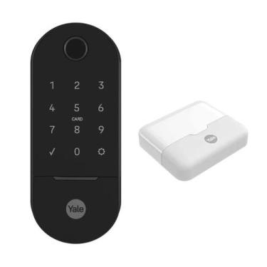 Imagem de Combo Fechadura Yale Lia Digital Embutir Preta Fosca