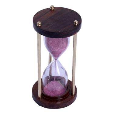 Imagem de THE Unltd India Temporizador de areia de 3 minutos, relógio vintage de madeira rosa brilhante para presente de estilo antigo, lembranças, criativos exclusivos, presentes para escritório em casa, mesa