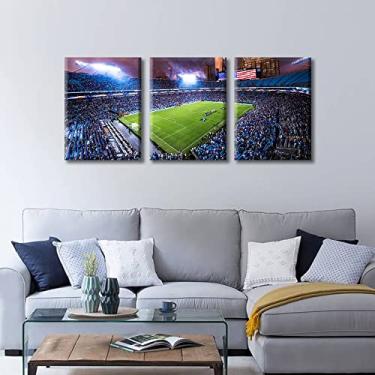 Imagem de Arte de parede do horizonte do estádio de futebol em tela imagens de campo esportivo pintura de parede para quarto arte de parede para sala de estar jogo de futebol contemporânea moderna decoração de