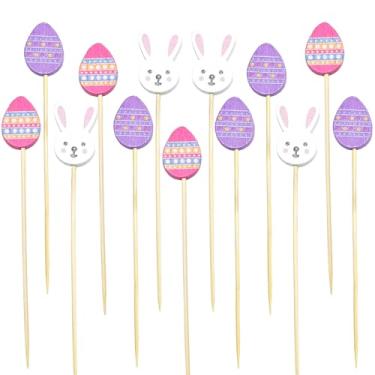 Imagem de Palitos de Coquetel Coelho Palhetas de Coelho, Ovo de Páscoa, Espetos de Bambu para Aperitivos, Palitos de Férias para Aperitivos, Acessórios para Tabuleiros de Charcutaria, Decoração de Páscoa (4,7