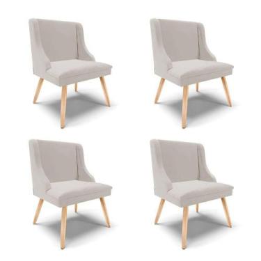 Imagem de Kit 04 Cadeiras Veludo Cinza Pés Palito Natural - DROSSI