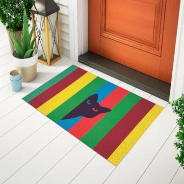Imagem de Tapete De Porta Capacho Divertido Gato Arco iris