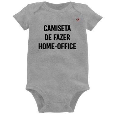 Imagem de Body Bebê Camiseta de fazer home-office - Foca na Moda, Cinza, P