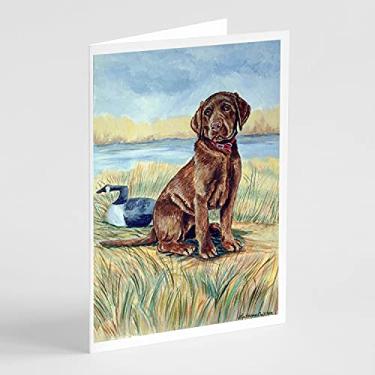 Imagem de Caroline's Treasures 7090GCA7P Cartões de felicitações e envelopes para filhotes de chocolate Labrador Pacote com 8, 7 x 5, multicolorido